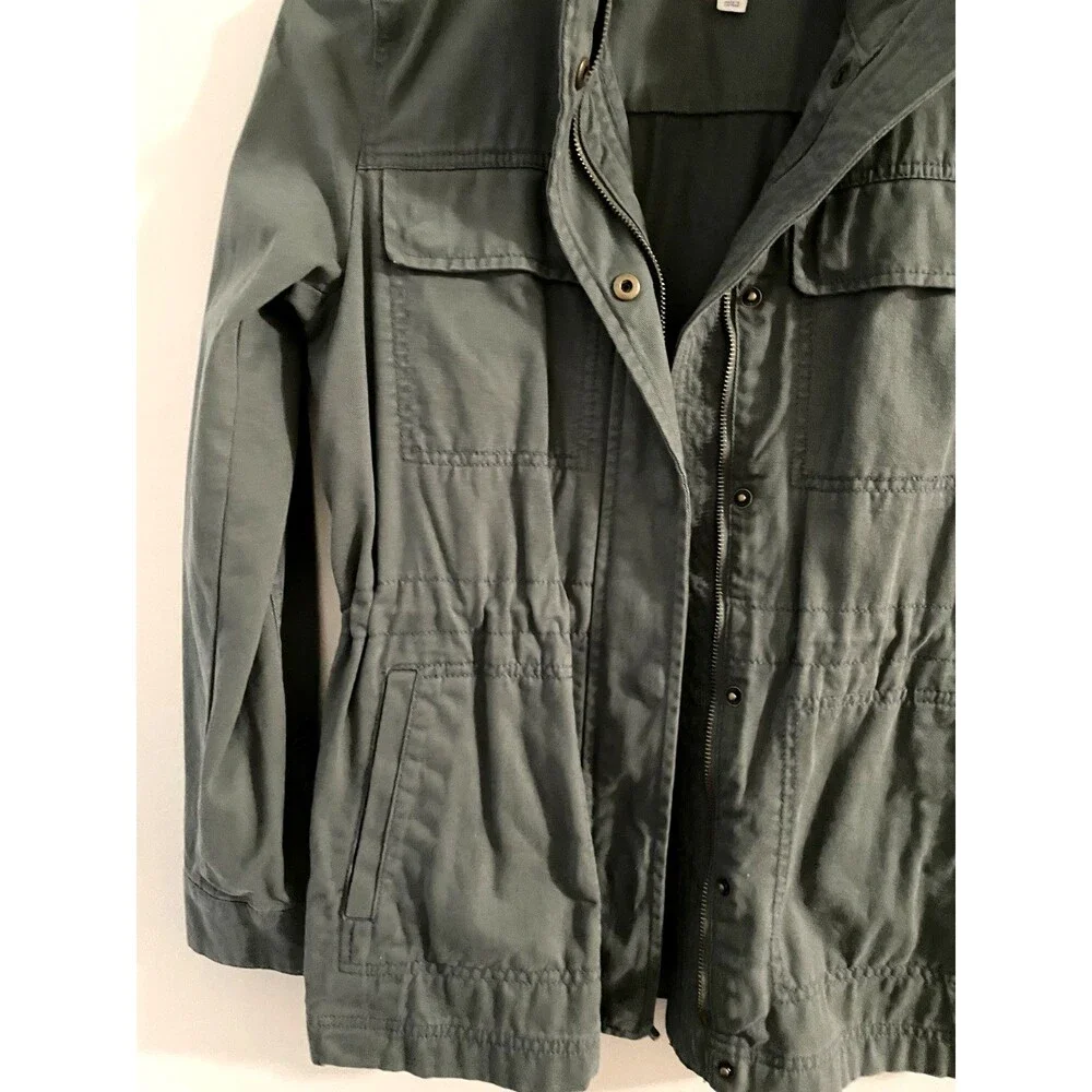 GAP Core Utility Jacket Military Anorak Full Zip Drawstring Waist Olive Green XS - Picture 8 of 15
